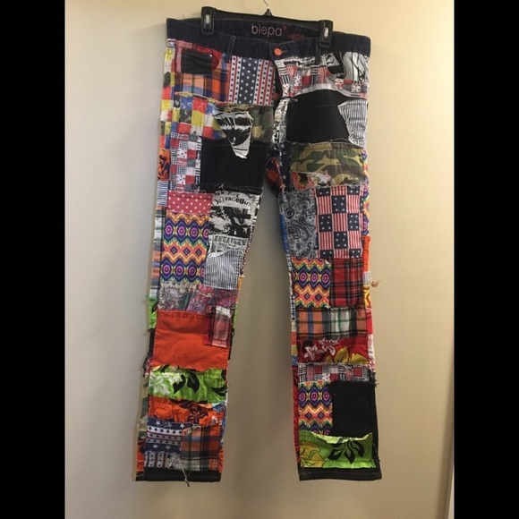 RARE BiePa Jeans 1971 Patchwork Distressed Jeans S4. - Picture 3 of 16